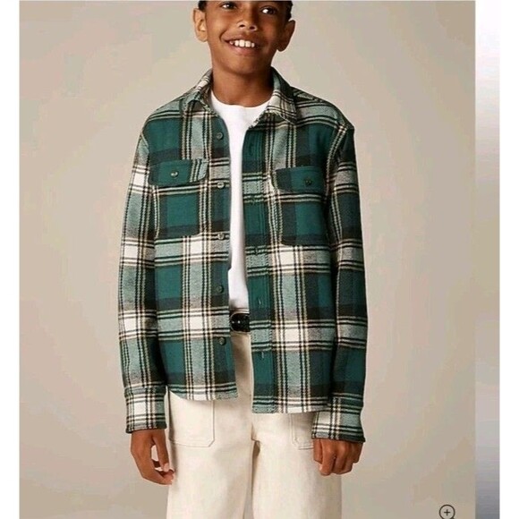 Crewcuts Kids' Long-Sleeve Seaboard Soft-Knit Shirt Plaid Green CB996 Size 6 NWT - Picture 1 of 9